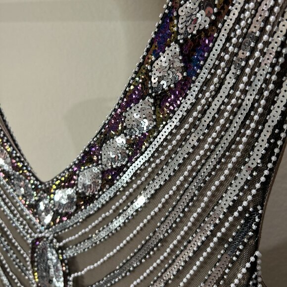 Black & Gold Sequin Tassel Dress | NWT XL - Picture 4 of 7